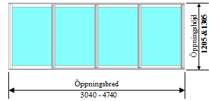 Ene. Skjutfönster 4-delad